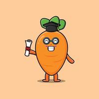 personnage étudiant de carotte de dessin animé le jour de la remise des diplômes vecteur