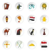 icônes d'articles de voyage en egypte définies dans un style plat vecteur