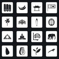 icônes de voyage sri lanka définies vecteur de carrés