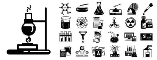 jeu d'icônes de chimie, style simple vecteur