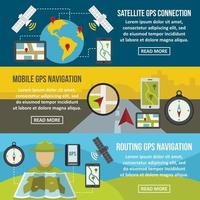 ensemble horizontal de bannière de carte de navigation, style plat vecteur