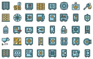 icônes de salle de dépôt définies vecteur de couleur de ligne