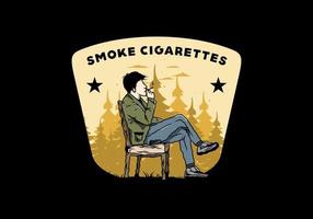 homme assis sur une chaise et fumer des cigarettes illustration vecteur