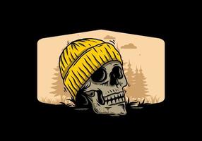 tête de mort portant une conception d'illustration de bonnet vecteur