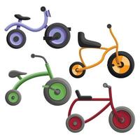 jeu d'icônes de tricycle, style dessin animé vecteur