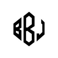 création de logo de lettre bbj avec forme de polygone. création de logo en forme de polygone et de cube bbj. modèle de logo vectoriel hexagone bbj couleurs blanches et noires. monogramme bbj, logo d'entreprise et immobilier.