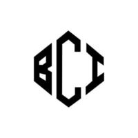 création de logo de lettre bci avec forme de polygone. création de logo en forme de polygone et de cube bci. modèle de logo vectoriel bci hexagone couleurs blanches et noires. monogramme bci, logo commercial et immobilier.
