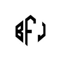 création de logo de lettre bfj avec forme de polygone. création de logo en forme de polygone et de cube bfj. modèle de logo vectoriel bfj hexagone couleurs blanches et noires. monogramme bfj, logo d'entreprise et immobilier.