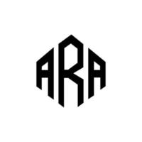 création de logo de lettre ara avec forme de polygone. création de logo en forme de polygone et de cube ara. modèle de logo vectoriel ara hexagone couleurs blanches et noires. monogramme ara, logo d'entreprise et immobilier.