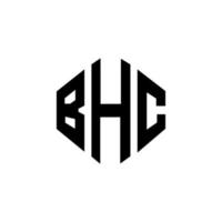 création de logo de lettre bhc avec forme de polygone. création de logo en forme de polygone et de cube bhc. modèle de logo vectoriel bhc hexagone couleurs blanches et noires. monogramme bhc, logo d'entreprise et immobilier.