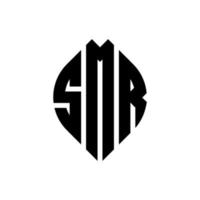 création de logo de lettre de cercle smr avec forme de cercle et d'ellipse. lettres d'ellipse smr avec style typographique. les trois initiales forment un logo circulaire. smr cercle emblème abstrait monogramme lettre marque vecteur. vecteur