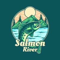 illustration de la rivière à saumon vecteur