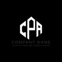 création de logo de lettre cpa avec forme de polygone. création de logo en forme de polygone et de cube cpa. modèle de logo vectoriel cpa hexagone couleurs blanches et noires. monogramme cpa, logo d'entreprise et immobilier.