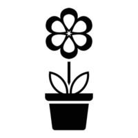 icône de fleur en pot, signe et symbole de fleur simple. plantes en pot, jardinage, signe de ligne isolée de plantes ornementales. vecteur