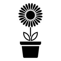 icône de fleur en pot, signe et symbole de fleur simple. plantes en pot, jardinage, signe de ligne isolée de plantes ornementales. vecteur