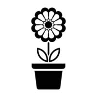 icône de fleur en pot, signe et symbole de fleur simple. plantes en pot, jardinage, signe de ligne isolée de plantes ornementales. vecteur