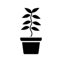 icône de fleur en pot, signe et symbole de fleur simple. plantes en pot, jardinage, signe de ligne isolée de plantes ornementales. vecteur