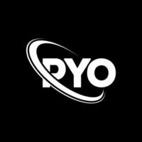 logo pyo. lettre pyo. création de logo de lettre pyo. initiales logo pyo liées avec un cercle et un logo monogramme majuscule. typographie pyo pour la technologie, les affaires et la marque immobilière. vecteur