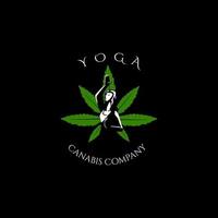 conception de vecteur de yoga cannabis logo consept