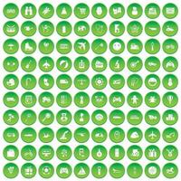 100 jouets pour enfants icons set cercle vert vecteur