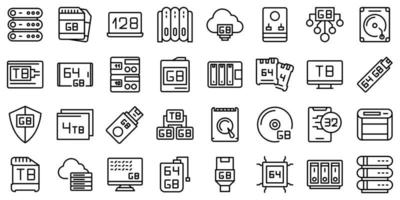 les icônes de gigaoctet définissent le vecteur de contour. Big Data