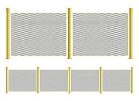 Clôture métallique en illustration vectorielle de style réaliste isolée sur blanc vecteur