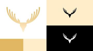 tête de cerf avec corne de chasse concept de conception de logo de forêt vecteur