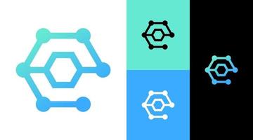 concept de conception de logo de technologie de molécule hexagonale vecteur