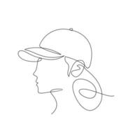 femme chapeau cap une ligne dessin vecteur conception