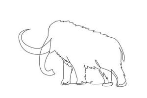 une seule ligne dessinant l'identité du logo d'entreprise du grand mammouth. animal préhistorique de l'ère glaciaire. mascotte animale forte pour zoo, défenses, espèces d'éléphants. vecteur graphique de conception de dessin de ligne continue moderne