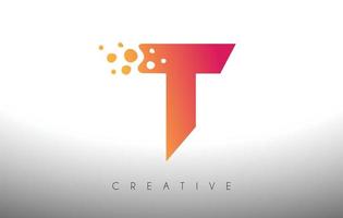 création de logo lettre t points avec bulle artistique créative coupée en vecteur de couleurs violettes