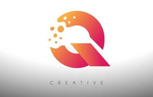 création de logo lettre q points avec bulle artistique créative coupée en vecteur de couleurs violettes