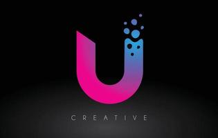 création de logo lettre u points avec bulle artistique créative coupée en vecteur de couleurs violet bleu