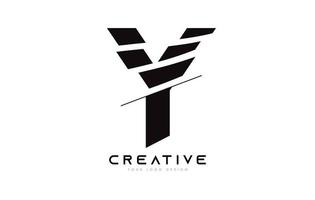 création d'icônes de logo lettre y en tranches avec des couleurs noir et blanc et des tranches coupées vecteur