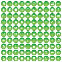 100 icônes de chronomètre définissent un cercle vert vecteur