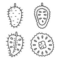 jeu d'icônes de corossol, style de contour vecteur