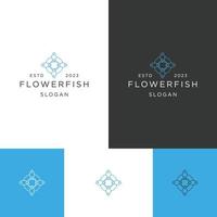 fleur poisson logo icône modèle de conception plate vecteur