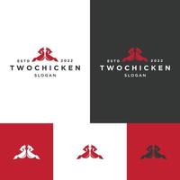 modèle de conception d'icône de logo de deux poulets vecteur