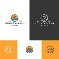 modèle de conception plate d'icône de logo de soleil de montagne vecteur