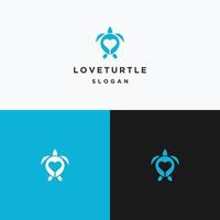 modèle de conception plate d'icône de logo de tortue d'amour vecteur