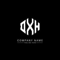 création de logo de lettre dxh avec forme de polygone. création de logo en forme de polygone et de cube dxh. modèle de logo vectoriel hexagone dxh couleurs blanches et noires. monogramme dxh, logo d'entreprise et immobilier.