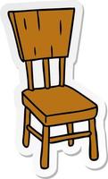 autocollant dessin animé doodle d'une chaise en bois vecteur