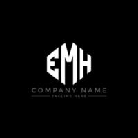 création de logo de lettre emh avec forme de polygone. création de logo en forme de polygone et de cube emh. modèle de logo vectoriel emh hexagone couleurs blanches et noires. monogramme emh, logo d'entreprise et immobilier.