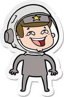 autocollant d'un astronaute riant de dessin animé vecteur