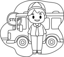 coloriage alphabets profession dessin animé chauffeur de bus vecteur