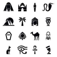 jeu d'icônes de voyage en egypte, style simple vecteur