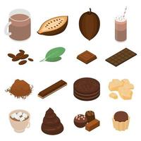 jeu d'icônes de cacao, style isométrique vecteur