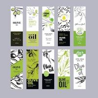 collection d'étiquettes d'huile d'olive. modèles d'illustration vectorielle dessinés à la main pour l'emballage d'huile d'olive. vecteur