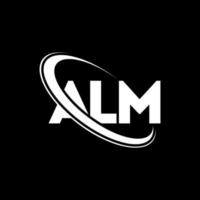 logo de l'alm. lettre d'aumône. création de logo de lettre alm. initiales logo alm liées avec un cercle et un logo monogramme majuscule. typographie alm pour la technologie, les affaires et la marque immobilière. vecteur