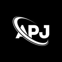 logo apj. lettre apj. création de logo de lettre apj. initiales logo apj liées avec un cercle et un logo monogramme majuscule. typographie apj pour la technologie, les affaires et la marque immobilière. vecteur